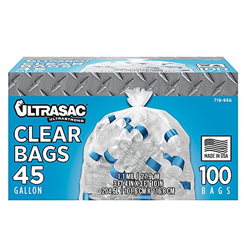 Sacos de lixo de 45 galões de serviço pesado de Ultrasac - 40 x 46 - sacos de lixo claro de qualidade