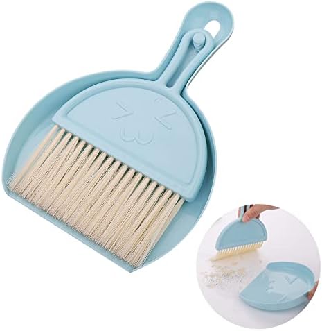 Cobee Small Dustpan e Brush Conjunto, Mini Pox Pan com vassoura de vassoura de mão de mão portátil mesa