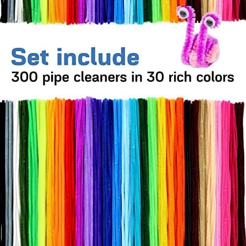 Limpiãos de tubos de 300pcs Conjunto de artesanato de artesanato de 30 cores de 12 polegadas de limpeza