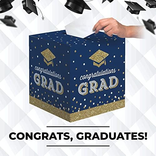 Convertimento criativo Parabéns Grad Glitter Card Box - Blue & Gold Class de 2023 Festes Supplies for School