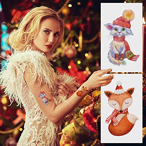 Tatuagens temporárias de Natal para crianças meninas, 20 lençóis Decorações de aquarela Christ Favorias