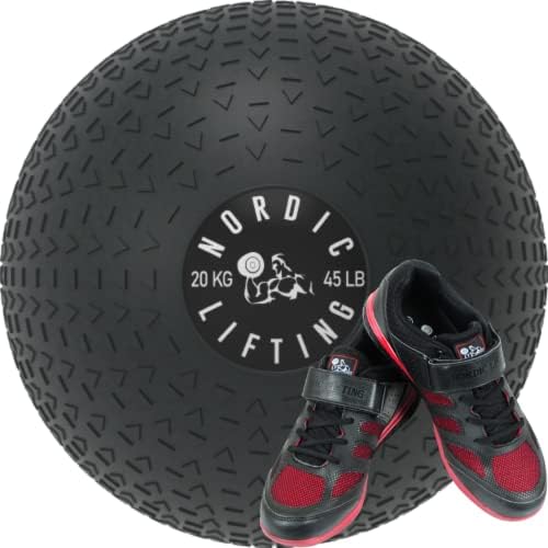 Nordic Lifting Slam Ball 45 lb pacote com sapatos Venja Tamanho 8 - Vermelho preto