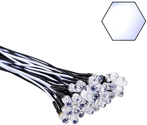 EdgElec 30pcs 12 volts 5mm Luzes LED brancos emitindo diodos pré -conectados 7,9 polegadas DC 12V LENTS LENTS