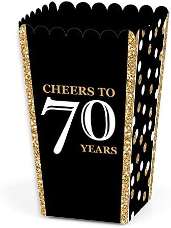 Adulto 70º aniversário - ouro - festa de aniversário favorita caixas de tratamento de pipoca -