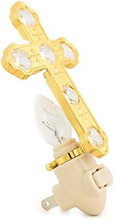 Luz noturna de Gold Cross 24k - Cristal Clear Swarovski