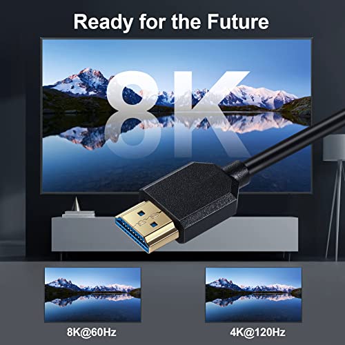 Mysruida 1ft 8k HDMI 2.1 Versão Cabo, 90 graus ângulo esquerdo HDMI 8K Male para HDMI 8K Cabo do adaptador macho,