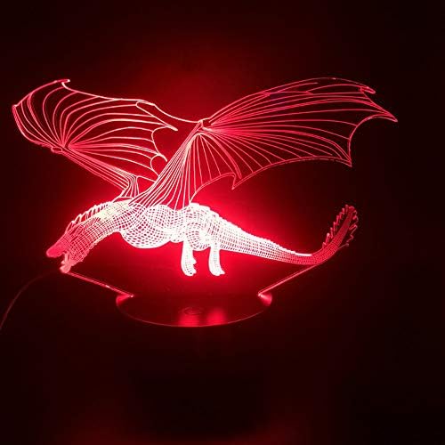 Jinnwell 3D Dragon Dinosaur Night Lâmpada leve Ilusão LED 7 Alteração de cor Touch Touch Tound Tound
