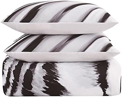 Vince Camuto - Muse luxuoso de 3 peças completo/edredom sham - abstrato zebra impressão - branco/preto