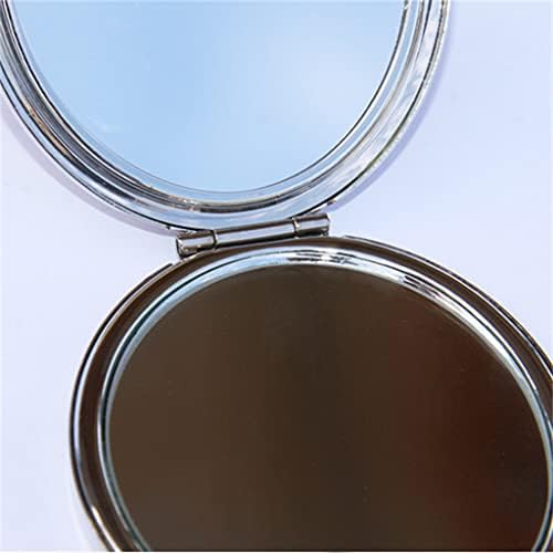 TJLSS Silver oval oval espelho portátil espelho portátil Double face Dobring Dressing Small Mirror
