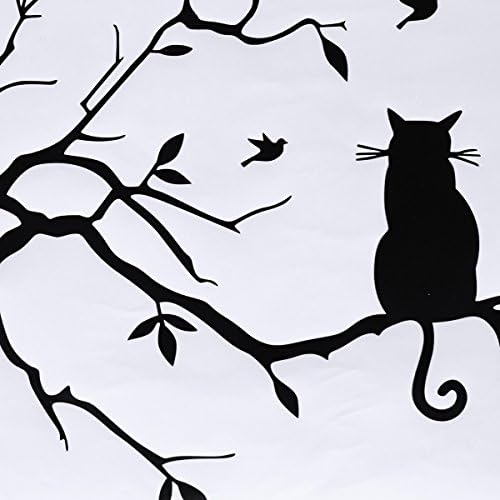 Chictry Black Cat Tree Ramilos Adesivo de parede Removável Decalques de papel de parede de PVC Diy Mural