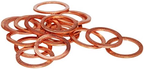 Arruelas de cobre kingbra 30pcs M14 x 18 x 1mm anel plano Plugue de vedação de vedação de vedação