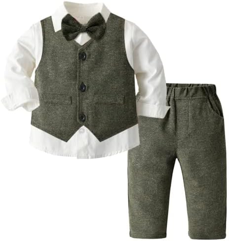 Sangtree Boys Gentleman Set, camisa + colete + calça + Bowtie, 3 meses - 14 anos