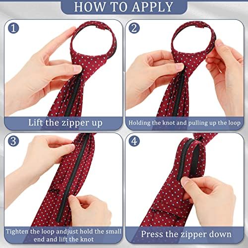 Geyoga 6 peças Zipper laços para meninos meninas homens homens pré -amarrada gravata gravata para uniformes