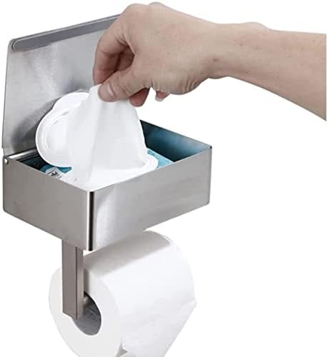 Suporte de papel higiênico de montagem em aço inoxidável com dispensador de lençóis laváveis, lenço