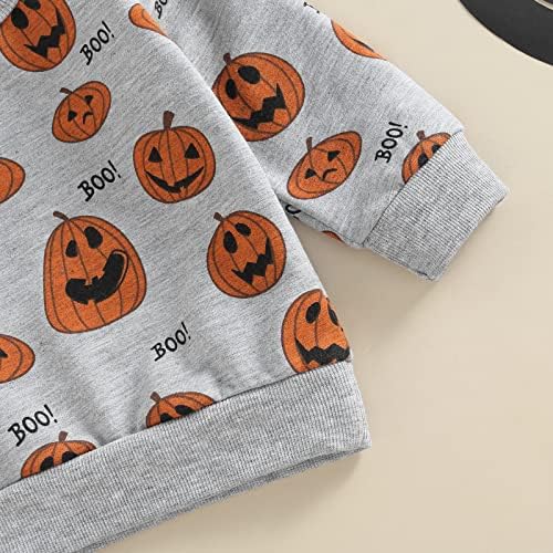 Halloween meninos meninas roupas de meninas de 2pcs letra de abóbora impressa manga longa moletom+calça