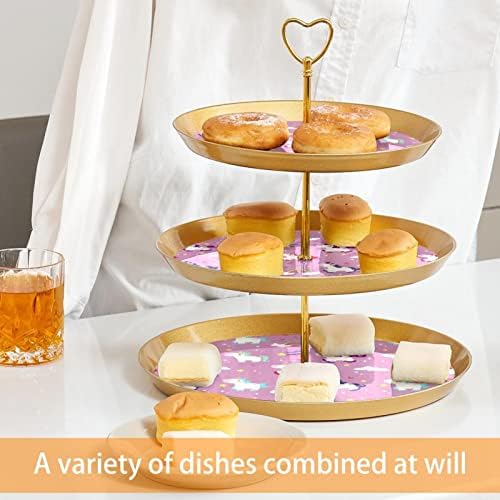 Lyetny 3 Sobessert Stand Stand Gold Cupcake Pastry Stand para festa de chá, casamento e aniversário, padrão