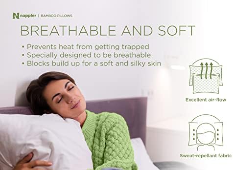 Nappler Bamboo Pillow Queen Premium - Abrigando a espuma de memória fragmentável respirável - travesseiros