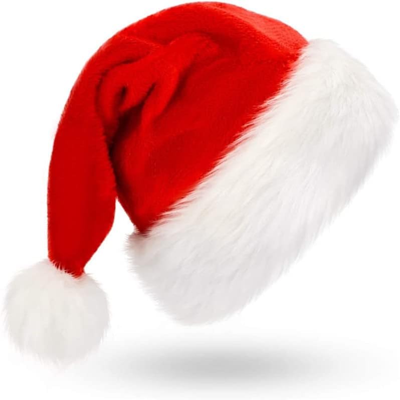 Narcnton Santa Hat para crianças adultas Ano Novo Hapéu de Natal com forro de lenço de lenço de cachecol longo