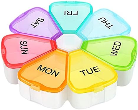 Caixa de comprimidos portáteis semanal do LOVCC, caixa de comprimidos portáteis de 7 dias, organizador de comprimidos
