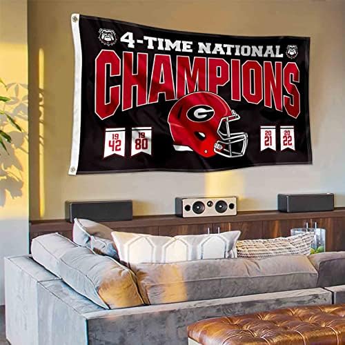 Georgia Bulldogs 2022 Bandeira de banner de quatro vezes campeões de futebol universitário