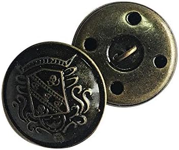 Botões de blazer de metal prateado antigo de 10pcs definidos com haste - botões de casaco medindo 1 polegada