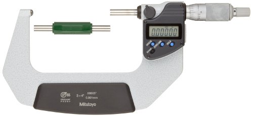 Mitutoyo 395-354 Micômetro Face Spérico LCD, parada de catraca, 3-4 /76.2-101.6mm Faixa, 0,00005/0.001mm