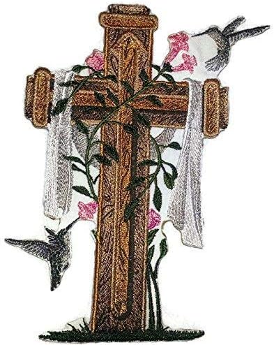 [Custom] Cruz sagrada sagrada com a recompensa da natureza [cruz e beija -flores] Ferro de bordado/patch de