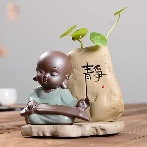 Paynan Ceramic Tea Pet Small Buda estátua monge Tabela de chá Figura Decoração de chá em casa