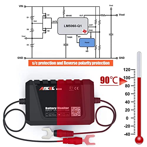 Monitor de bateria Ancel BM300 Voltímetro de Bluetooth, Teste de Sistema de Carregamento de Tensão de Bateria