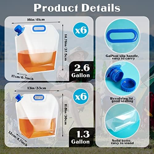 12 peças Bolsa de contêiner de água dobrável de água congelada de armazenamento de plástico transparente