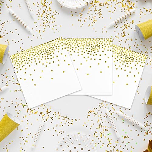 Ecohola Gold Foil Polka Dot Paper Guardy para graduação, coquetel, almoço, recepção de casamento, aniversário,