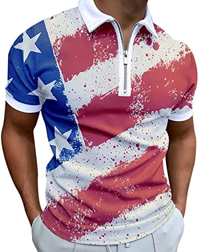 Homens American Flag Polo Camisetas 4 de julho Patriótico T-shirts Summer Summer Casual Mangas