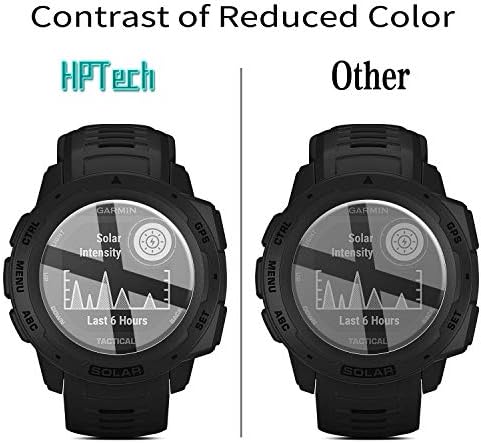 HPTECH Vidro temperado com 3 pacote para Garmin Instinct Smart Watch Screen Protector, fácil de instalar, dureza