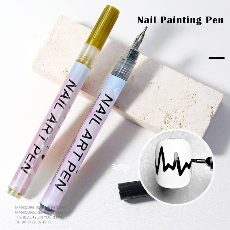 U-Shinein 4 cores caneta de gel de unha, 3D pintada caneta de graffiti de unhas, caneta de pintura
