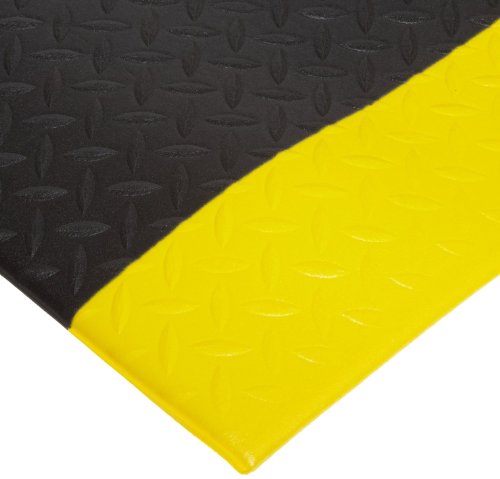 Notrax 508 PVC Diamond Cushion Anti-fadiga tapete, 3 'largura x 6' comprimento x 1/2 Espessura, preto/amarelo