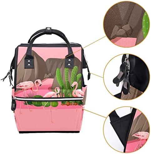 Mochila de viagem Guerotkr, bolsa de fraldas, bolsas de fraldas de mochila, planta de flamingo para paisagem