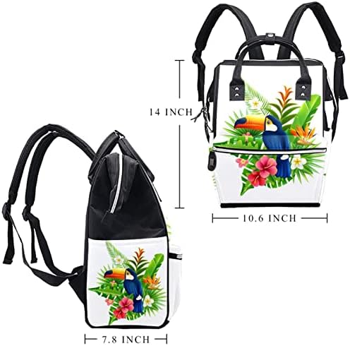 Aves coloridas em Fleurs tropicales Backpack Backpack Baby Nappy Changing Bags Multi Function Capacity