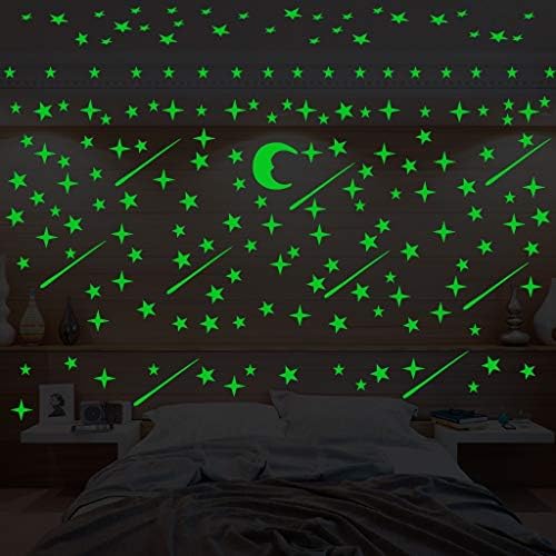 Kulywon brilha no escuro adesivos de parede estrela redonda estrelas da lua Dot luminous Kid Room Decor