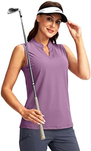 Santiny Women's Women's sem mangas camisa de golfe v
