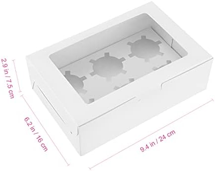 Toyvian Cupcake Boxes com janela e 6 furos inserir, 12 pacote 9. 5 * 6. 3 * 2. Caixas de bolo brancas