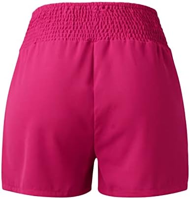 Dbylxmn plus size shorts femininos casuais casuais verão smocked cintura elástica de detalhes de