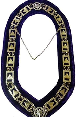 Regalia Lodge 33º grau - colar de corrente de rito escocês - ouro/prata em estojo roxo + grátis