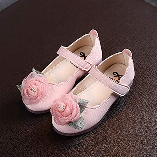 Sapatos para meninas de flor de criança não deslizante macio Mary Jane Sapatos Floral Princesa Sapatos