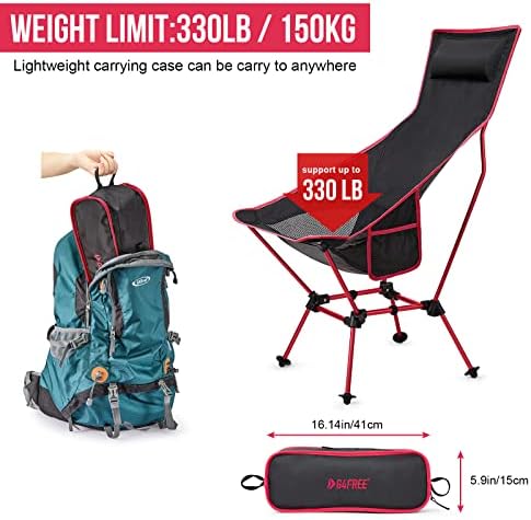 G4FREE 2PCS Cadeira de acampamento portátil e portátil, cadeira dobrável Cadeira de grama pesada 330 libras