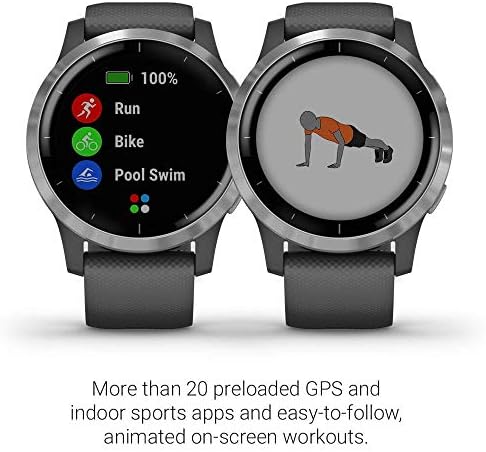 Garmin Vívoactive 4, GPS Smartwatch, apresenta música, monitoramento de energia corporal, exercícios animados,