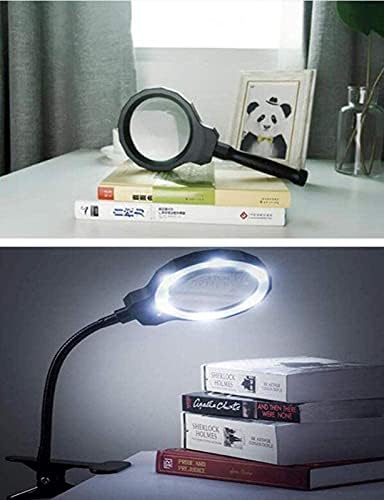 LED LED 5X Lâmpada de braçadeira de lupa, lente iluminada brilhante da luz do dia - Luz da utilidade de temperatura