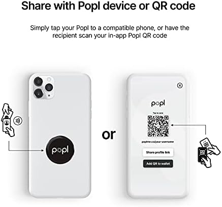 Cartão de visita digital do Popl Dot para trás do telefone - Compartilhe instantaneamente informações
