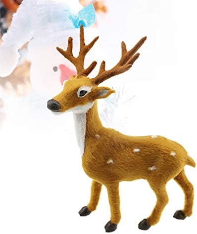 Winomo Christmas Deer Figuras de rena de rena de rena de pelúcia Modelo Estátuas de animais Estátuas
