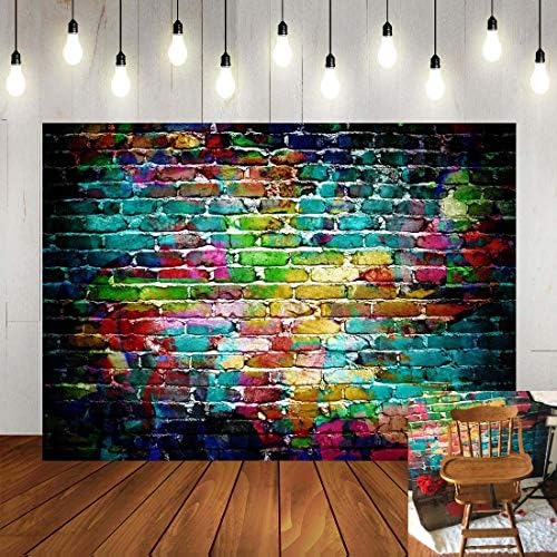 Pastagem de parede de tijolos coloridos cenário de 5x3ft vinil graffiti cenários infantil retrato retrato
