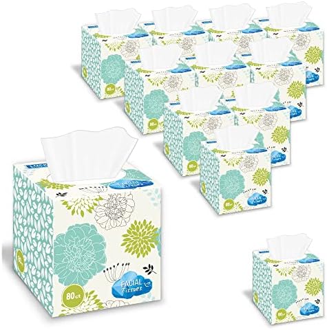Lucky Super Soft Facial Tissues Cube Boxes, 12 caixas de lenços com 80 folhas cada, desenhos variados
